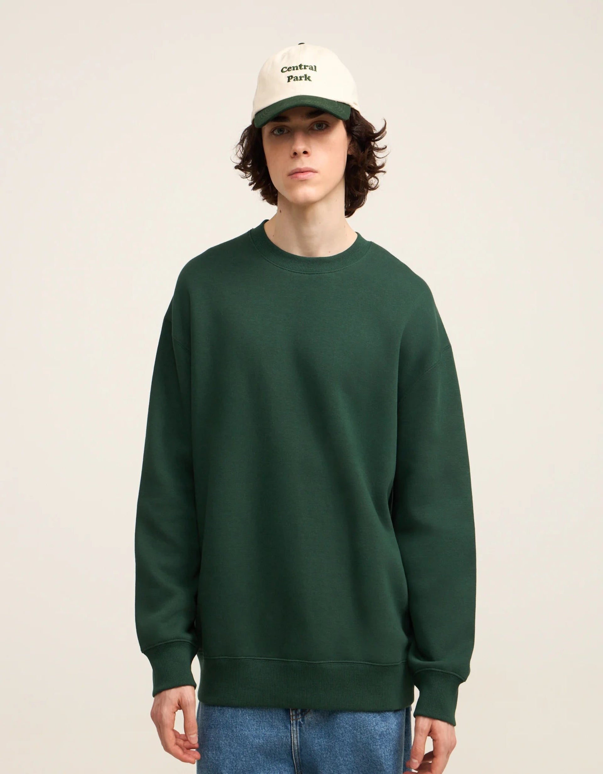 Relaxed Basic Green Sweatshirt Jacket