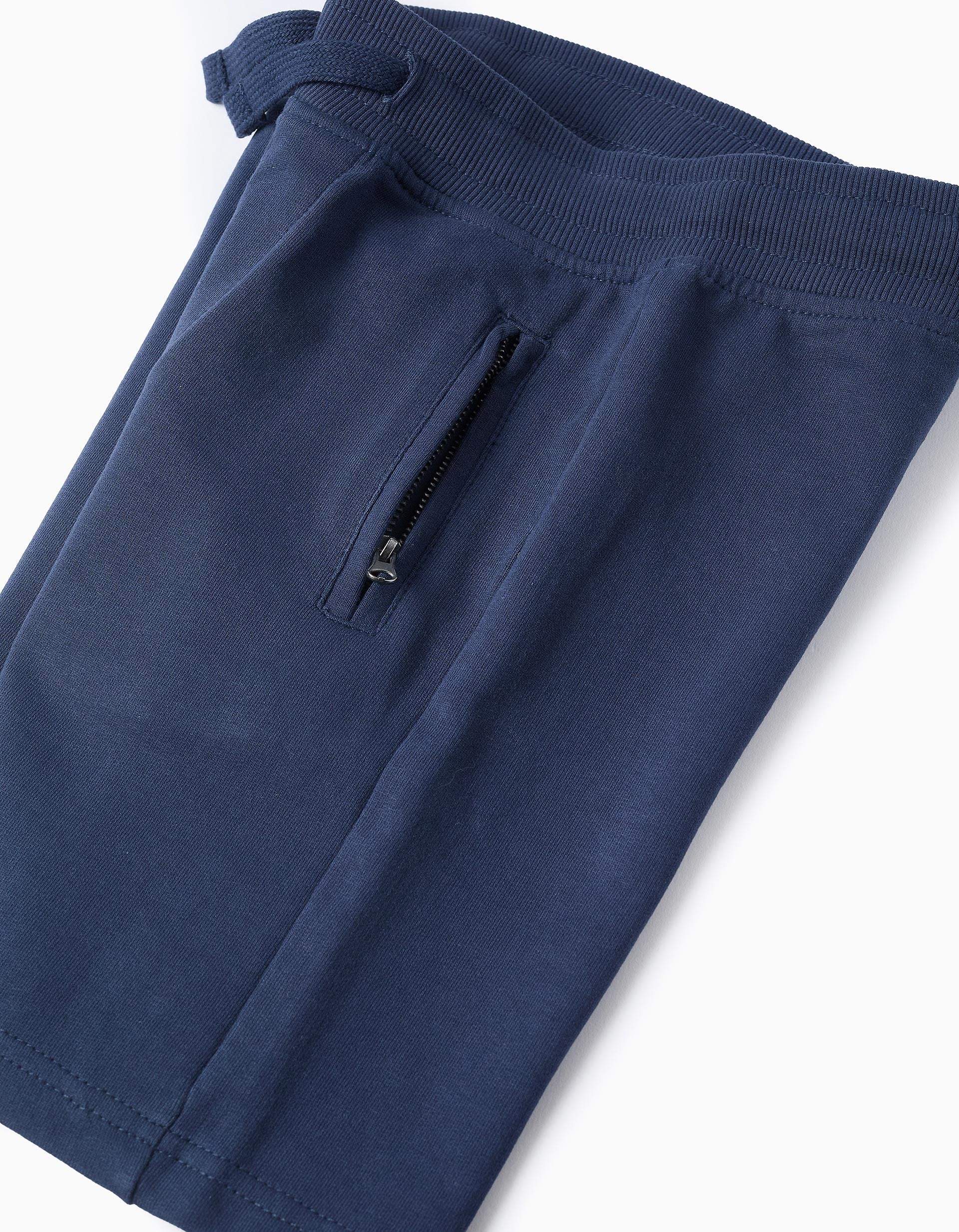 Boys' Jogger Shorts with Zipper Pockets, Dark Blue