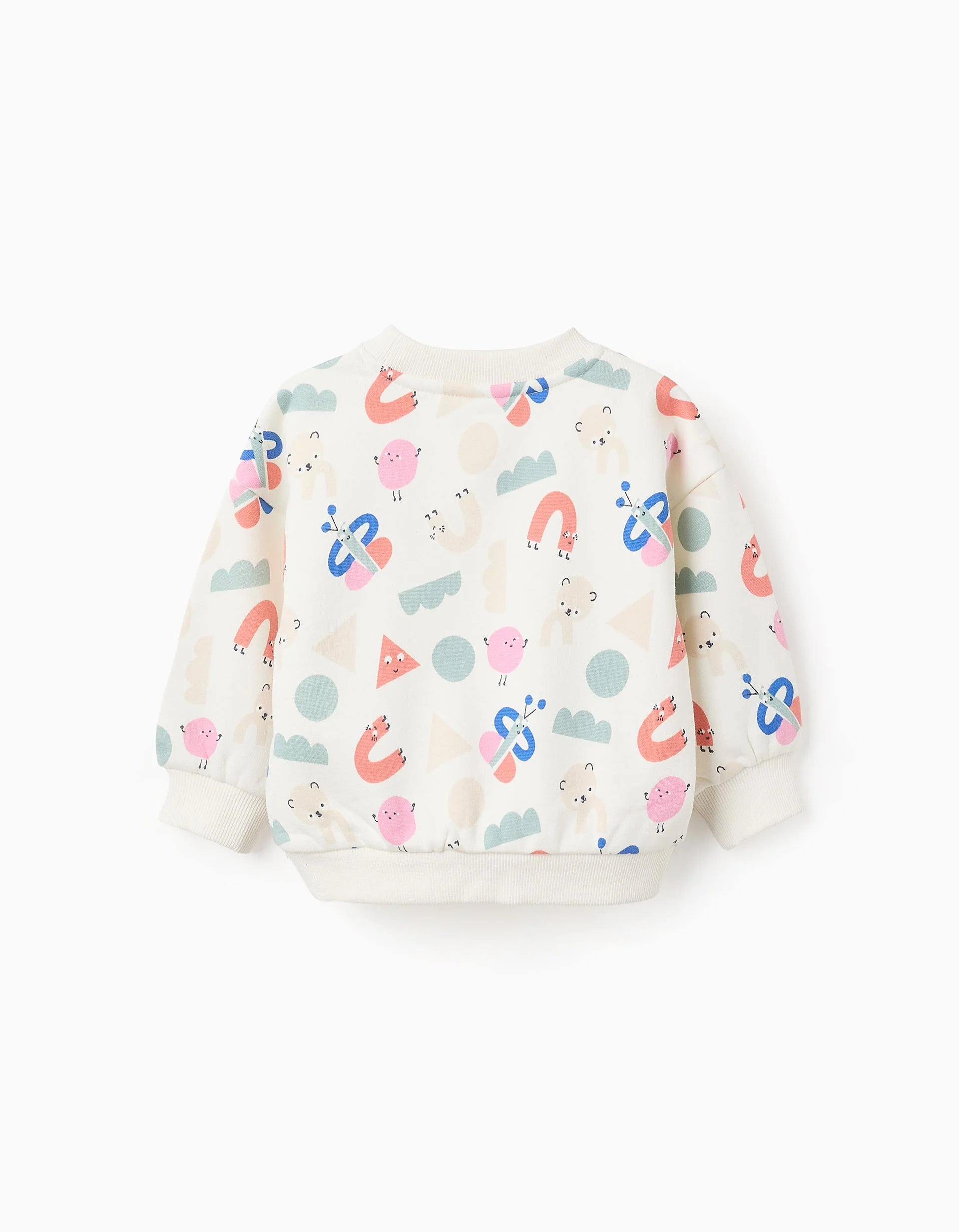 White Fleece Sweatshirt with Insect Motif for Baby Boy