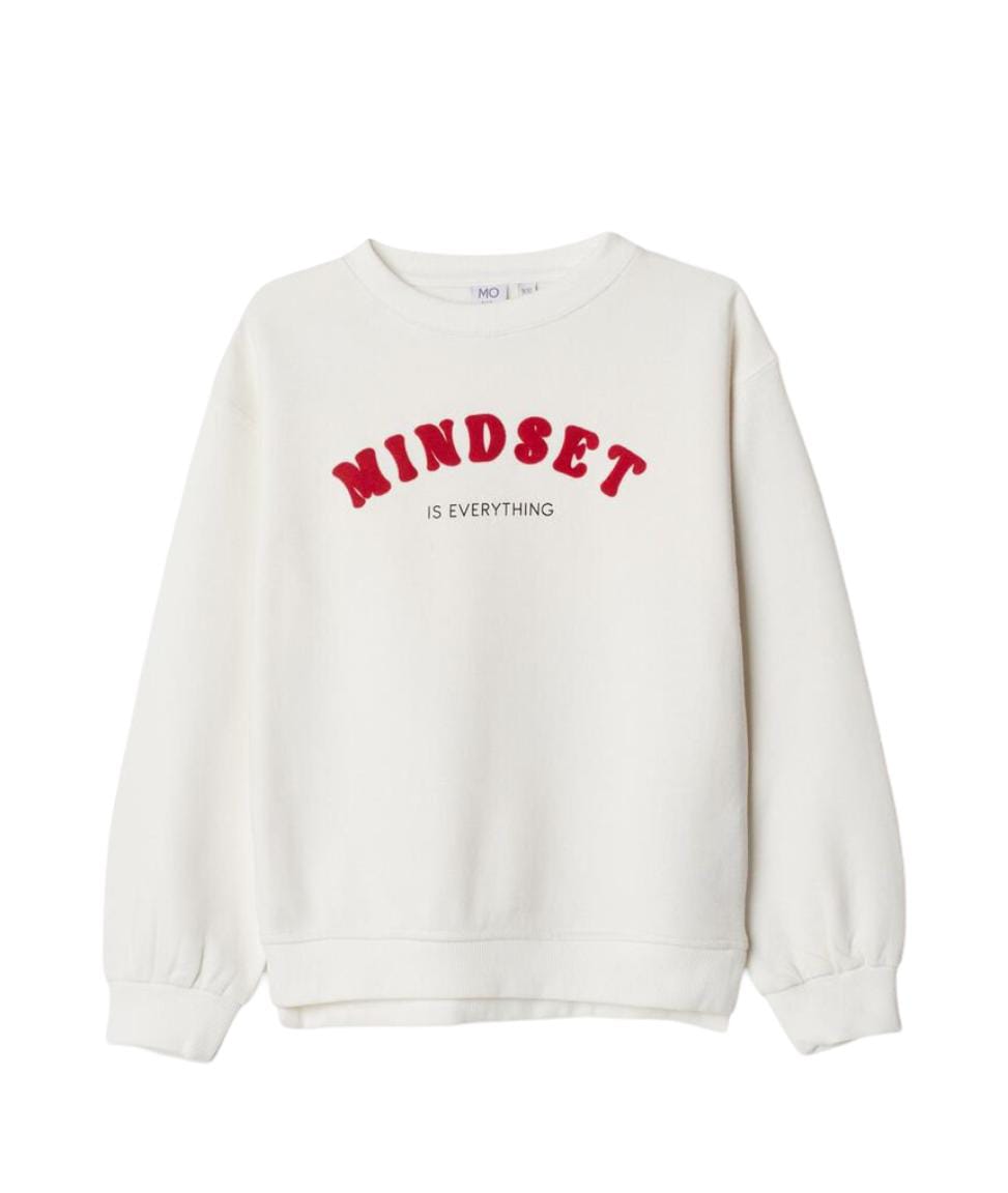 Printed Mindset Sweatshirt, Girl, white