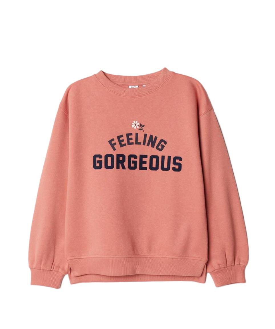 Printed Plush Sweatshirt, Girl, Pink