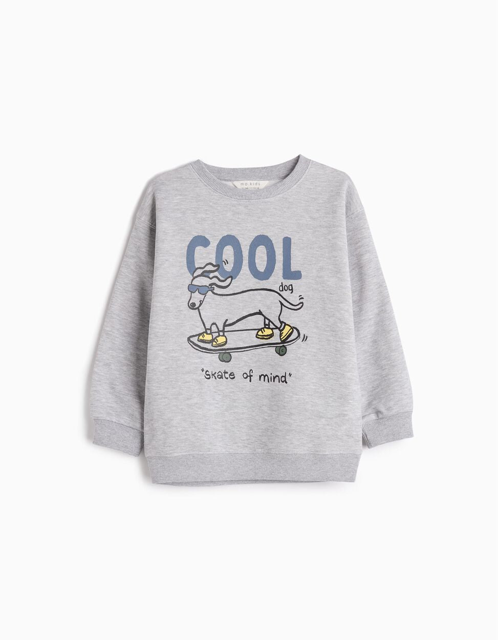 Printed Fleece Sweatshirt, Baby Boy, Light Grey