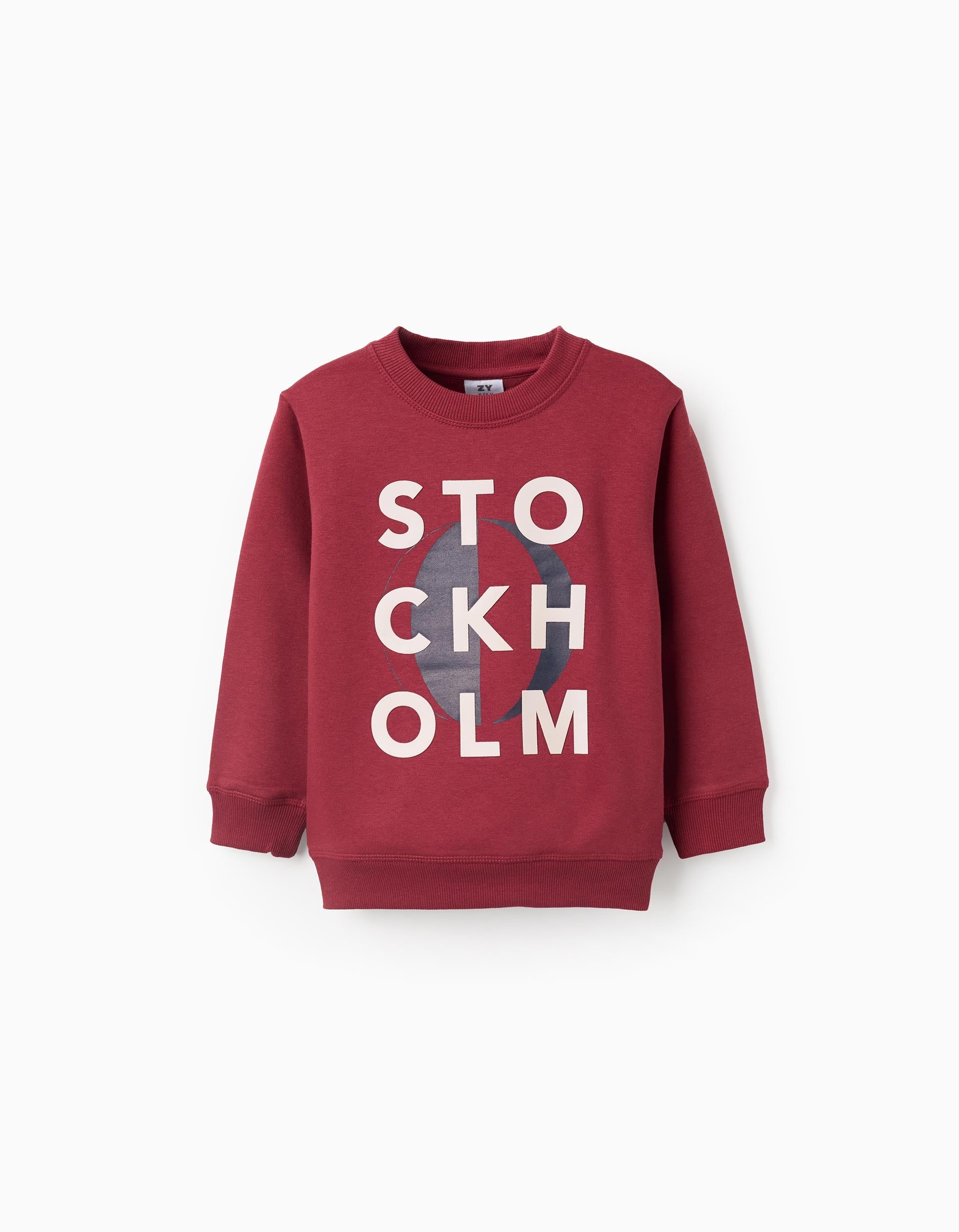 Brushed Sweatshirt with Embossed Print for Boys 'Stockholm', Bordeaux